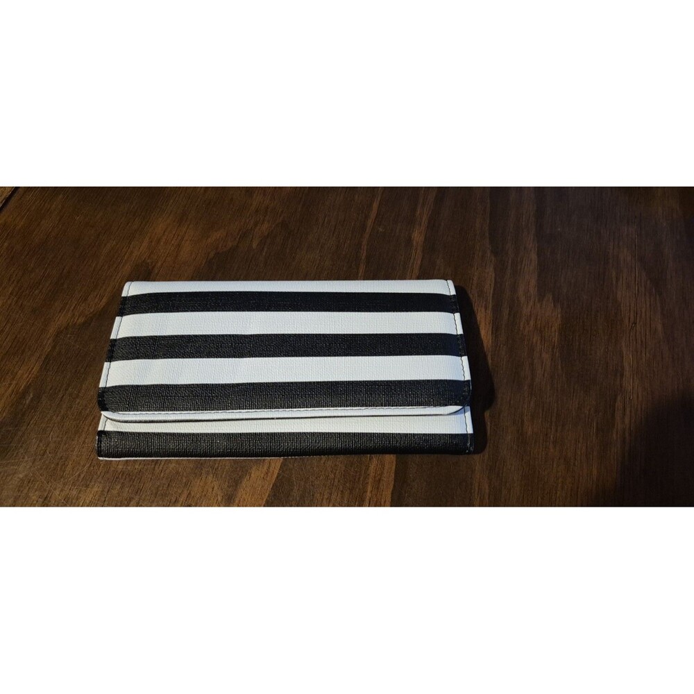 New Kut from the Kloth Slim Striped Wallet Black White Original Tag Inside